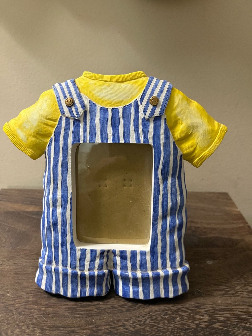 Photo Frame-White Striped Overalls with Yellow Tee - Brand Unknown